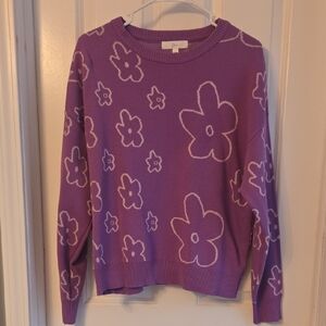 Purple Floral Women's Sweater
